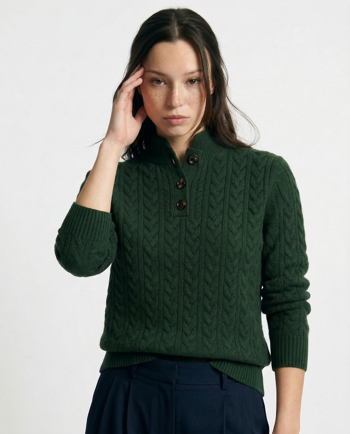 Adriana | Pull à Tresses avec Col et Boutons