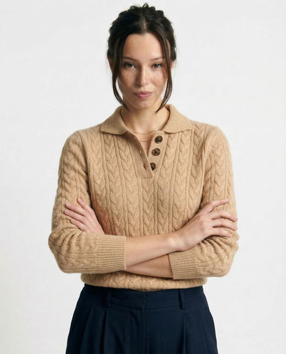 Adriana | Pull à Tresses avec Col et Boutons