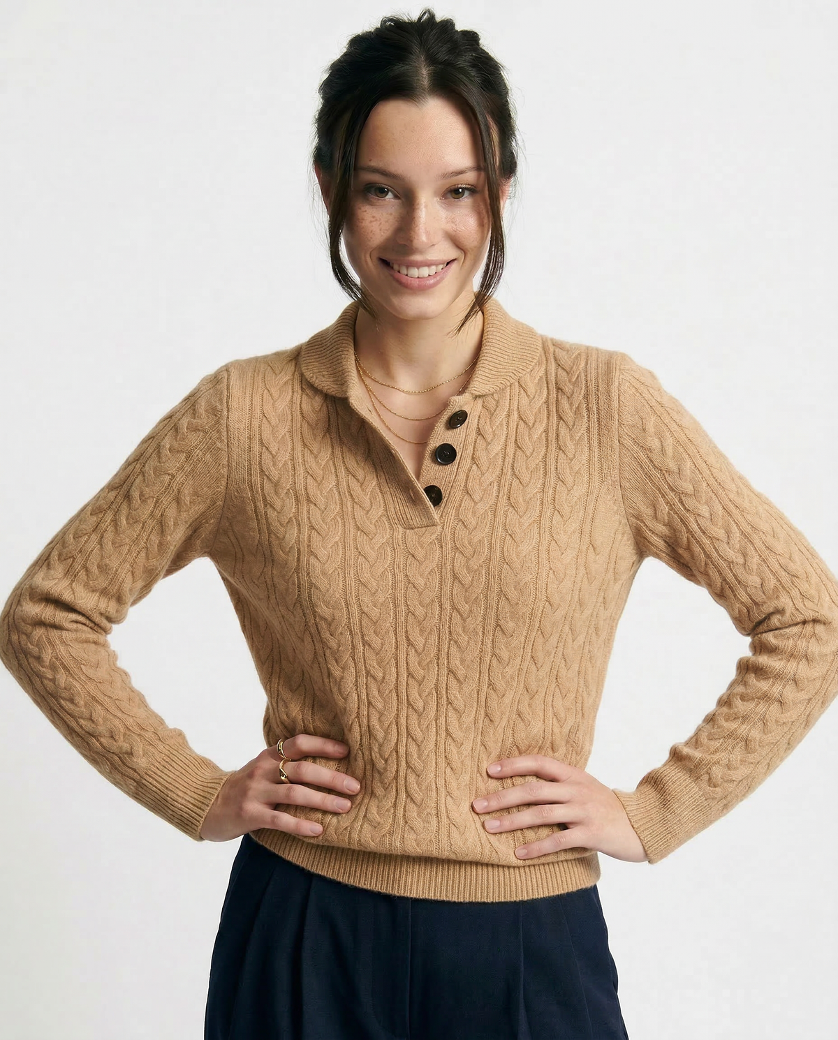 Adriana | Pull à Tresses avec Col et Boutons