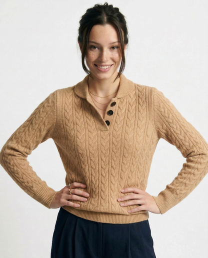Adriana | Pull à Tresses avec Col et Boutons